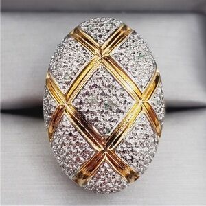 Genuine Diamond Accent 18k Yellow Gold - 925 Sterling Silver X Statement Ring